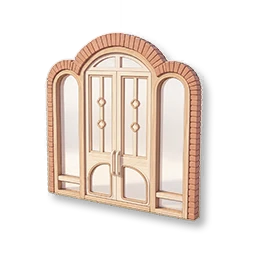Red Brick Arched Wooden Door