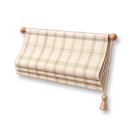 Plain-Check Roman Shade