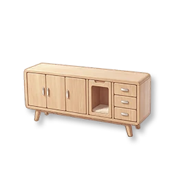 Wooden Long Low Cabinet - Oak