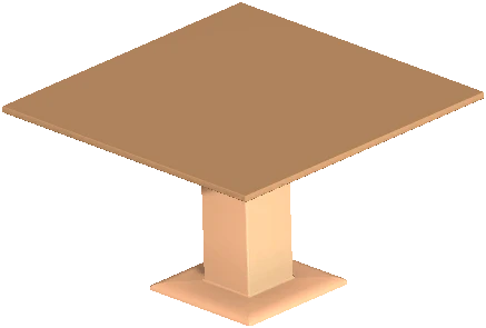 Square Wooden Dinner Table Single Leg