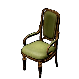 Silla antigua de madera verde