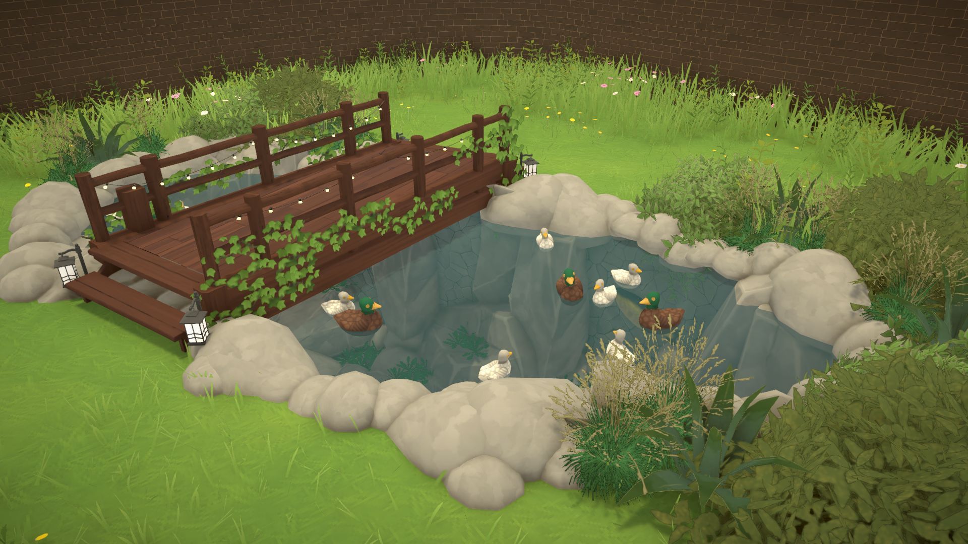 Duck Pond with Bridge (and fish!) image 1