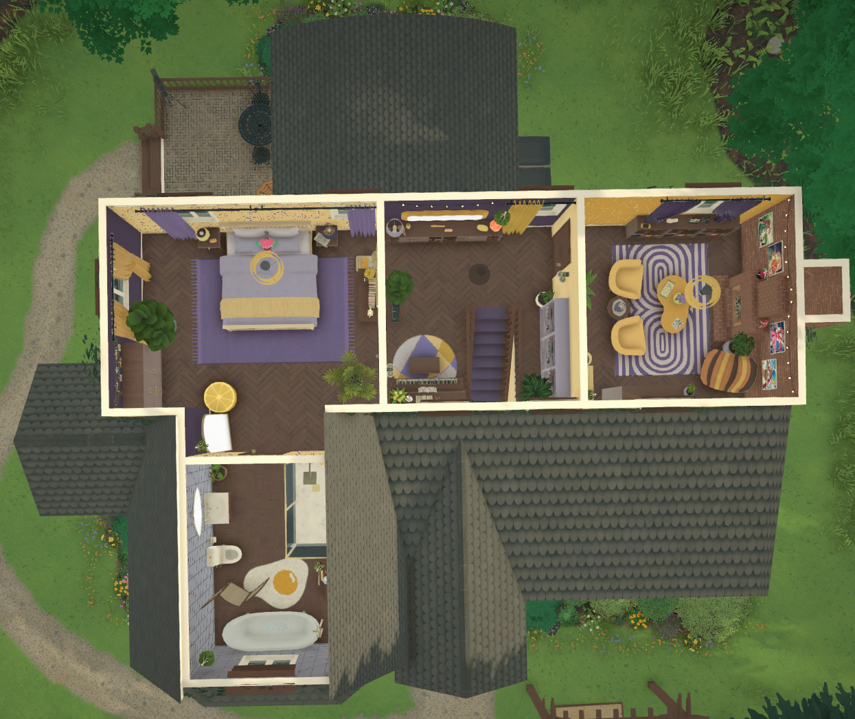 Cute Yellow and purple Cottage image 3