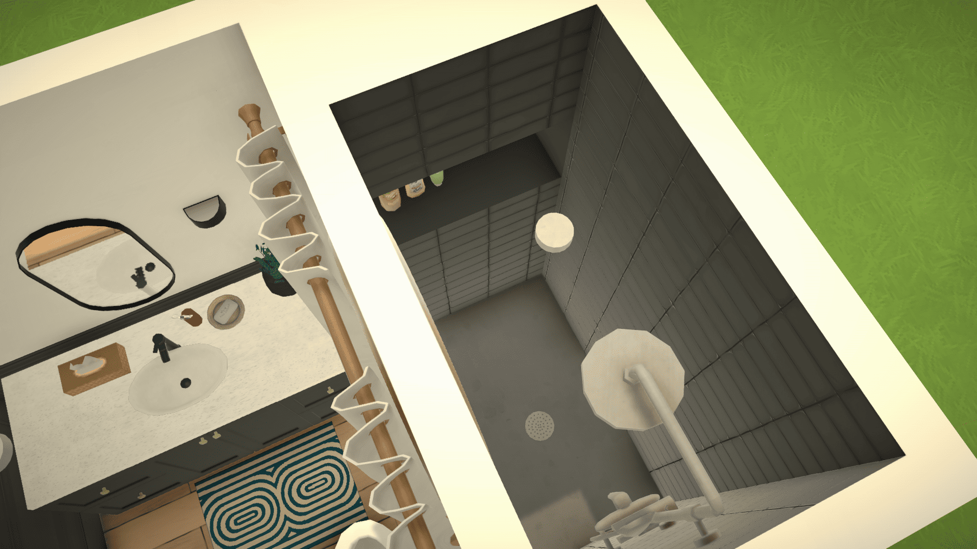 Small bathroom with shower crevice image 1