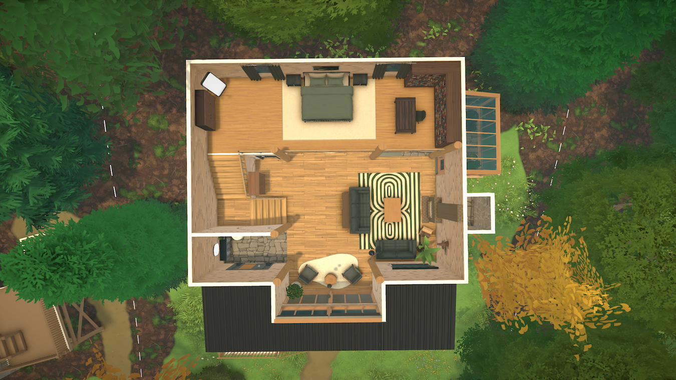 Lofted Log Cabin Starter Home | No CC No Mods image 3