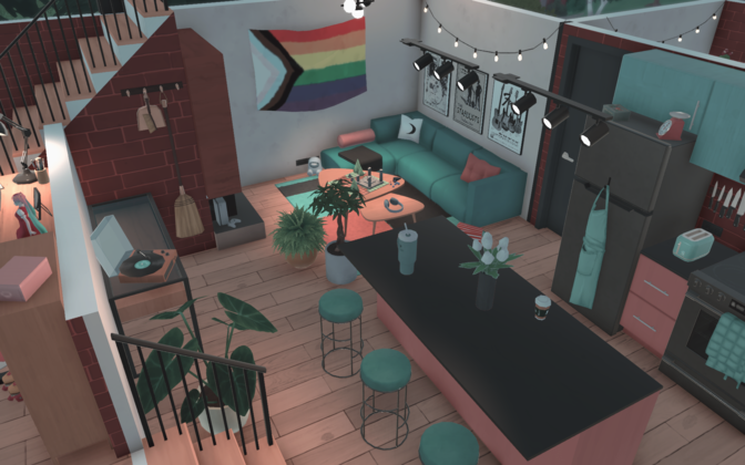 Pink and Turquoise Modern Loft image 2