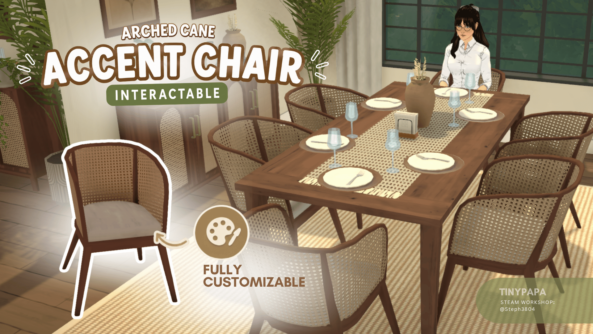 Arched Cane Accent Chair image 1