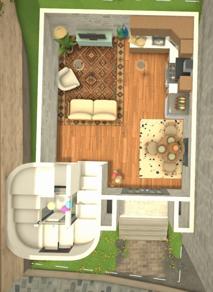 Simple multi-gen townhouse w functional spiral staircase  <29K image 3