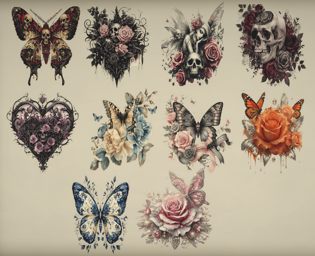 [NR] Skulls & Butterflies Decals image 1
