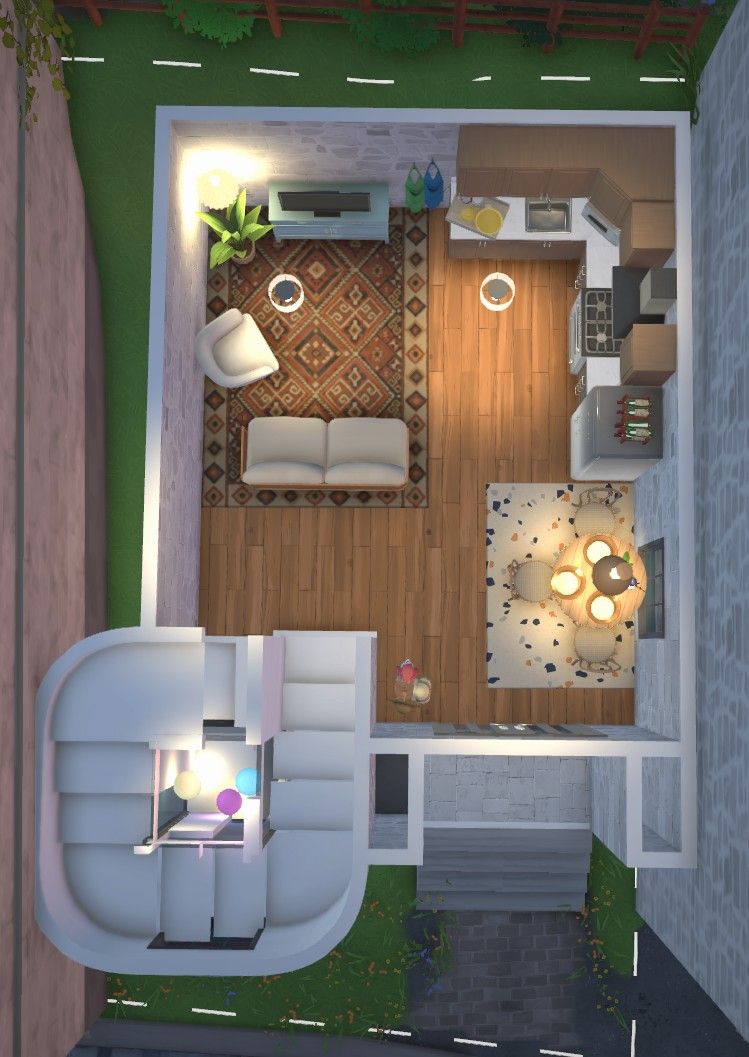 Simple multi-gen townhouse w functional spiral staircase  <29K image 2