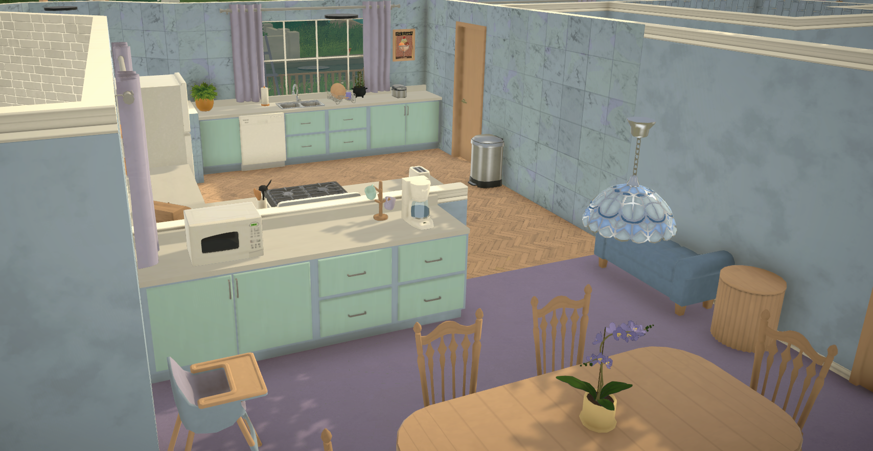 Family Home in purple, blue and pink image 3