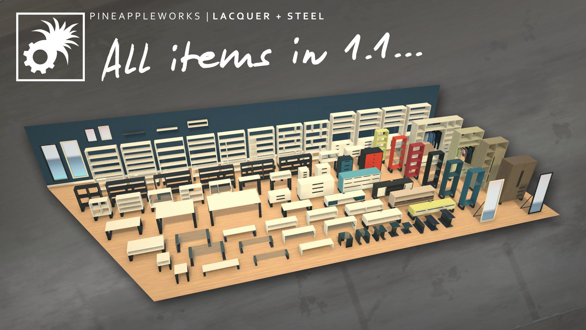 | PaW | Lacquer+Steel | Furniture Pack with 85 pieces image 1