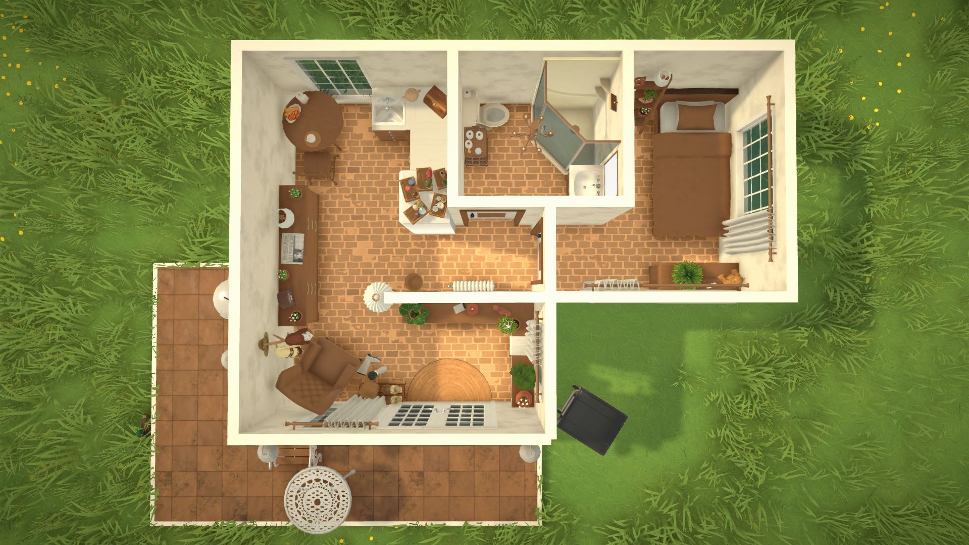Tiny Brick Cottage Cozy Mini Home Patio image 1