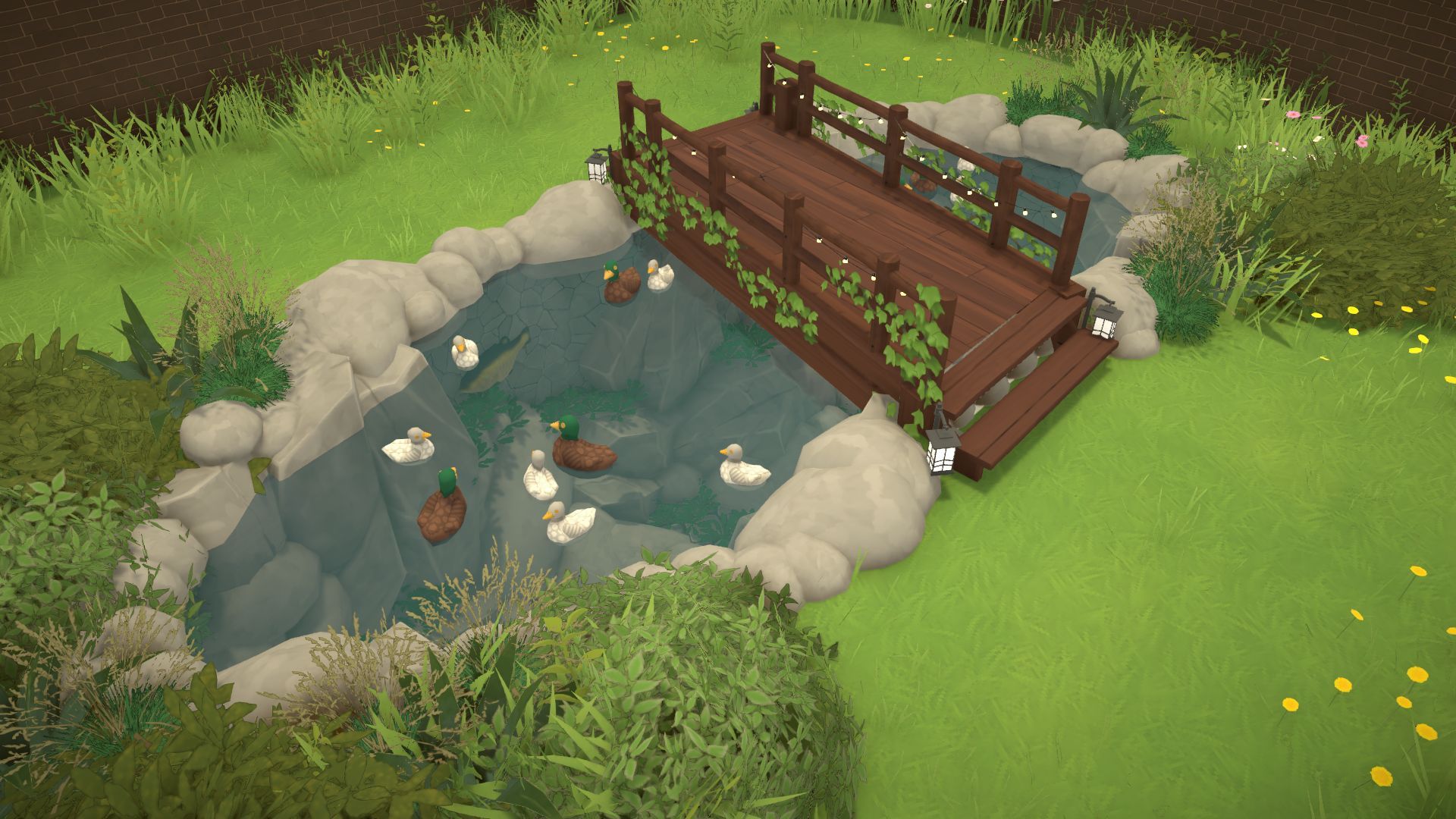 Duck Pond with Bridge (and fish!) image 2