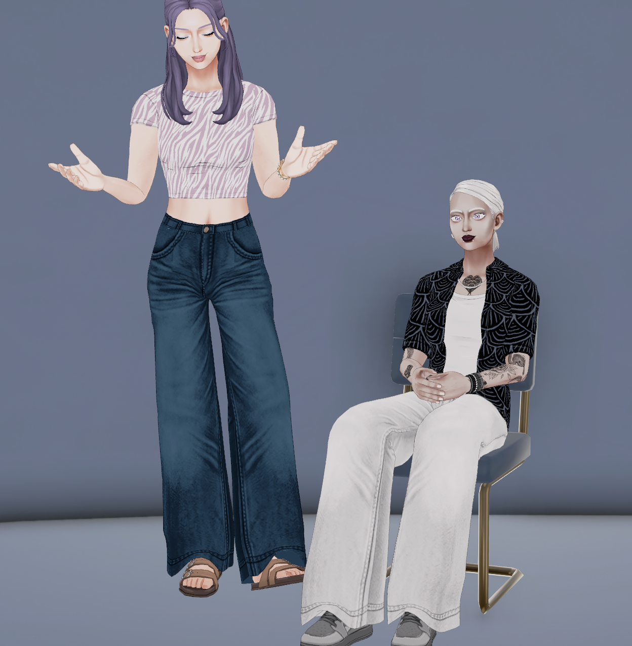 [Isego]wide-leg jeans image 1
