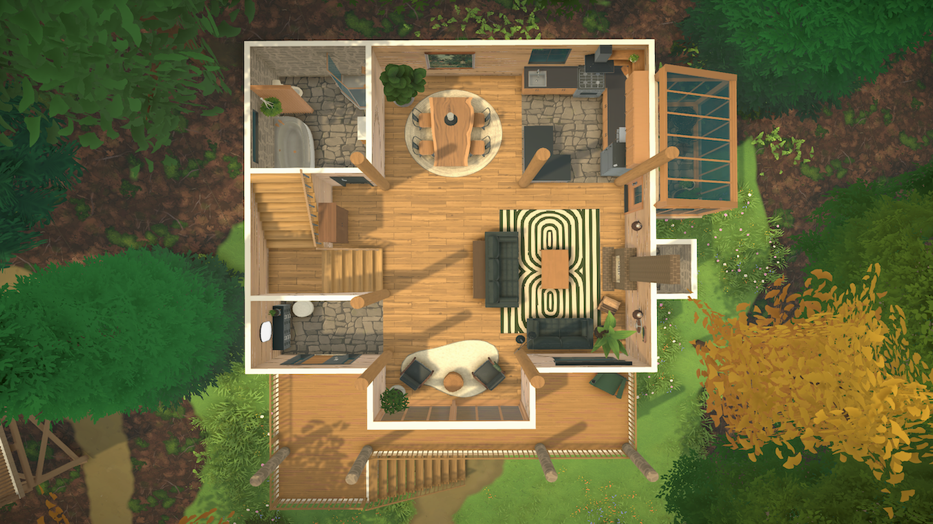 Lofted Log Cabin Starter Home | No CC No Mods image 4