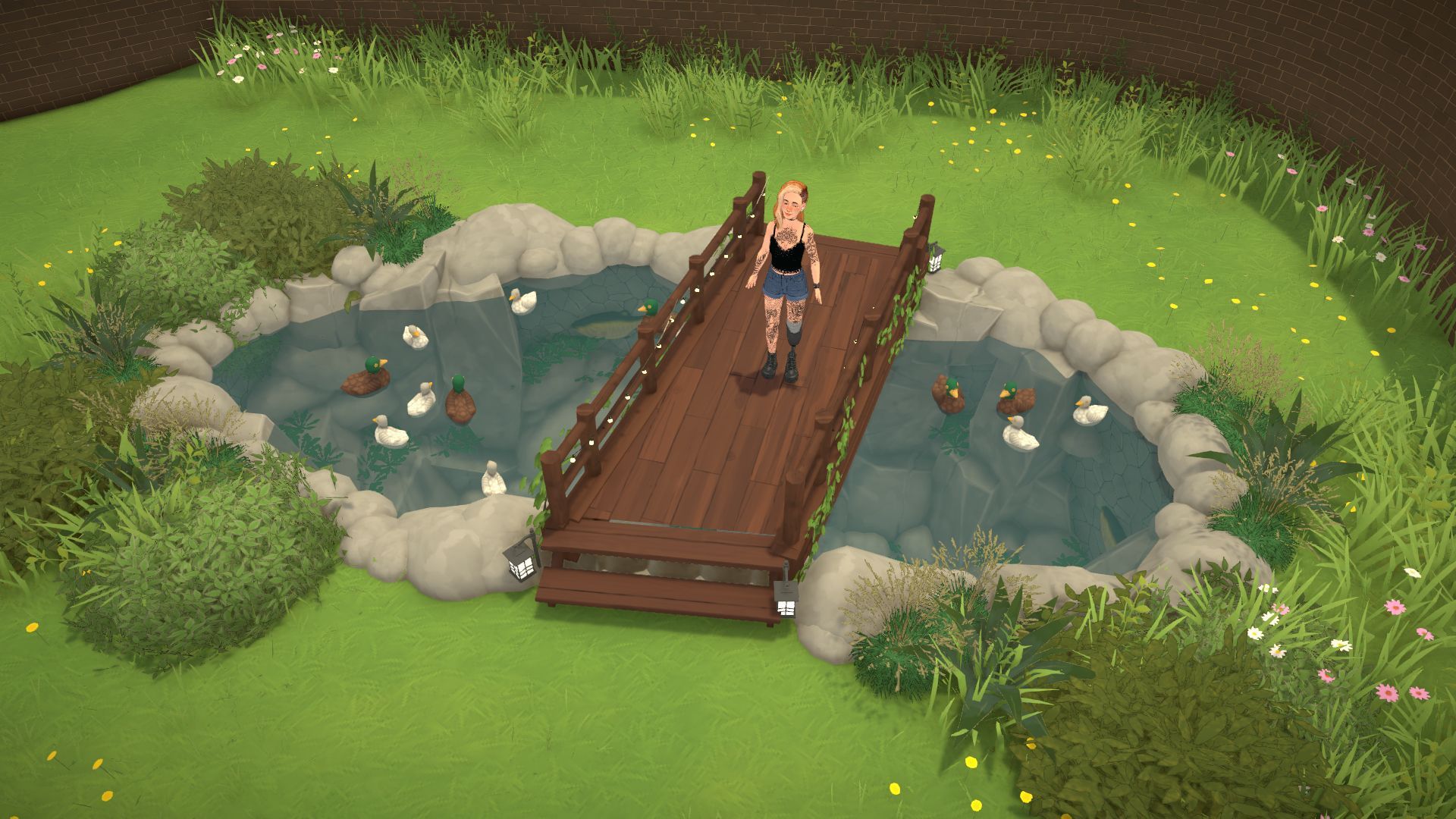 Duck Pond with Bridge (and fish!) image 5