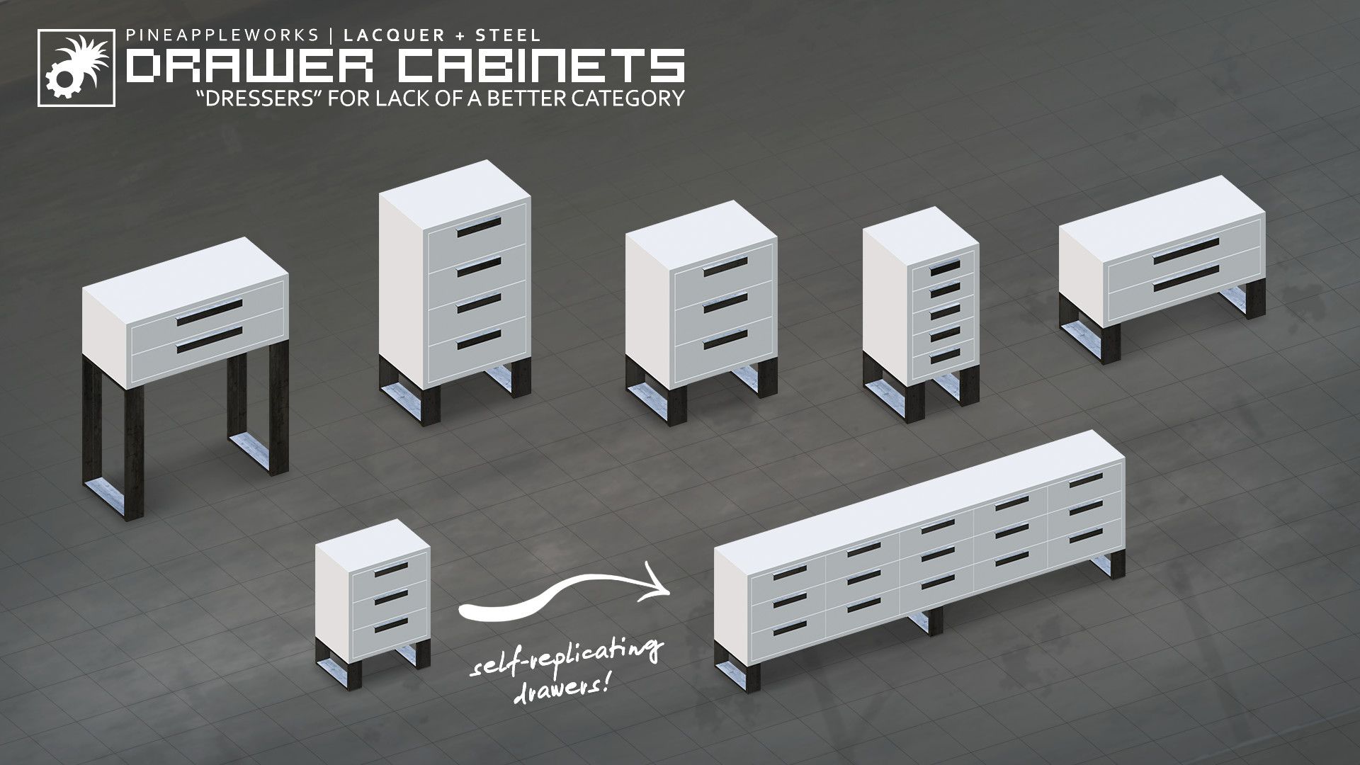 | PaW | Lacquer+Steel | Furniture Pack with 85 pieces image 13