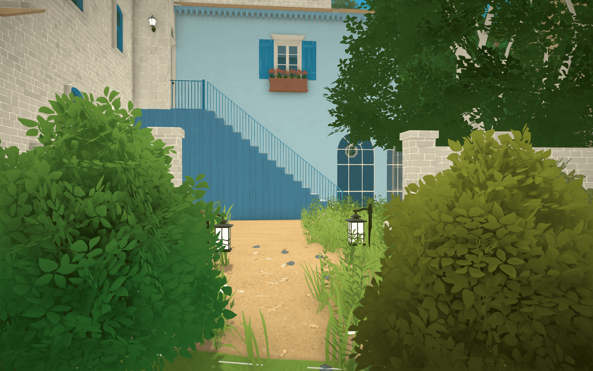 Mediterranean blue house next to the beach image 9