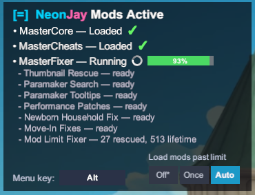 NeonJay's MasterCore (God-Mode Cheats & Bug Fixes) image 1