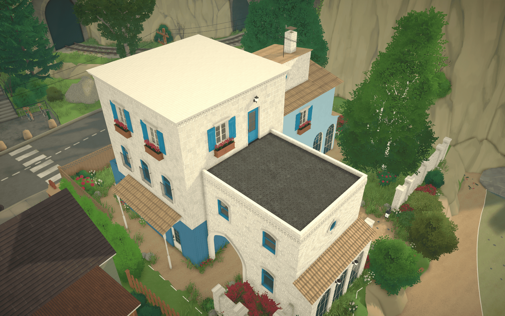 Mediterranean blue house next to the beach image 4