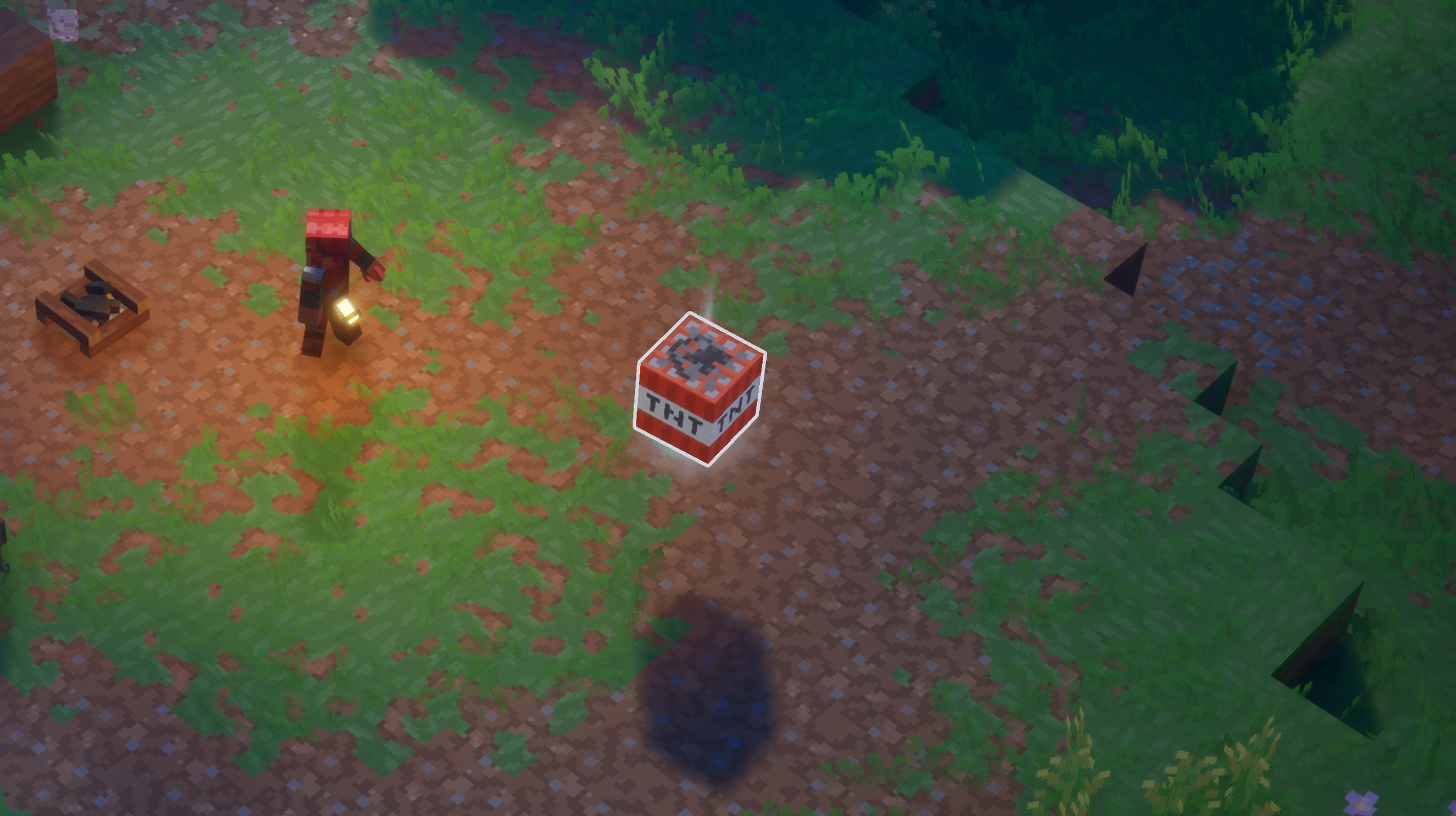 A block of TNT on the ground