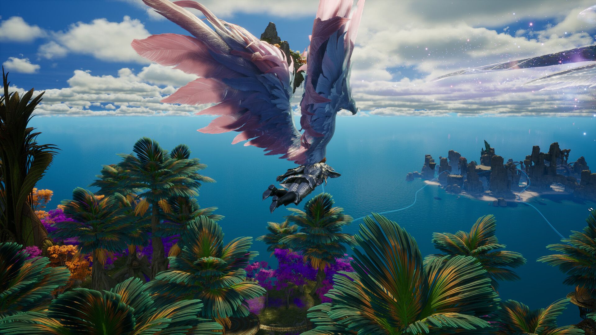 Flying over a tropical sea
