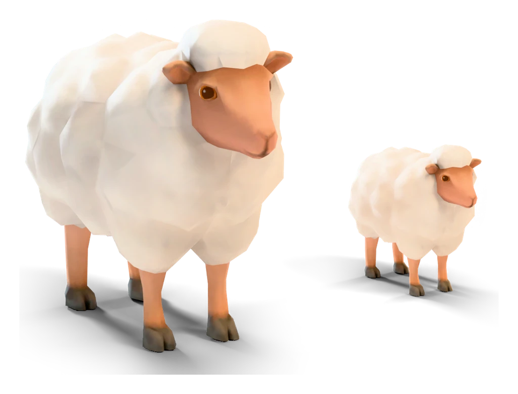 An adult sheep and a baby