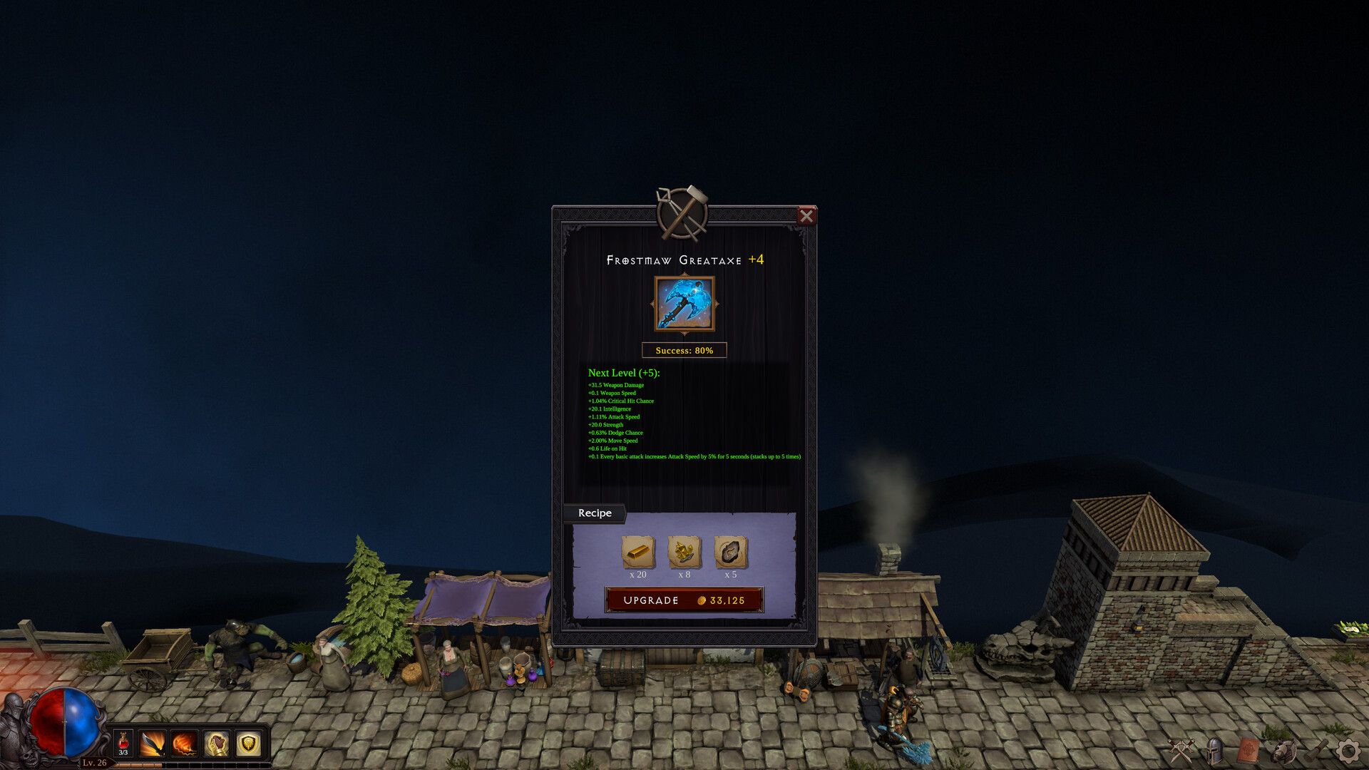 The equipment upgrade window