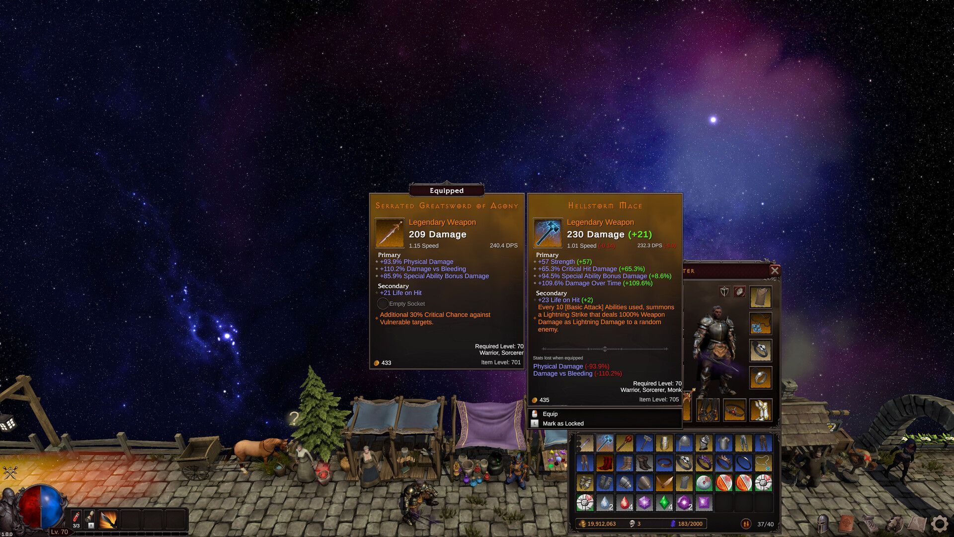 Legendary weapon tooltips and the inventory