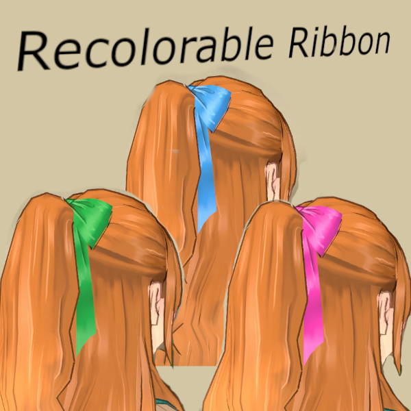 Recolorable HalfUpPonytail Ribbon