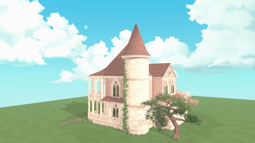 Whimsical pink mansion