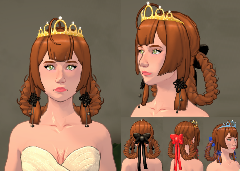 Princess Hair (+Variant removes tiara and ribbons)
