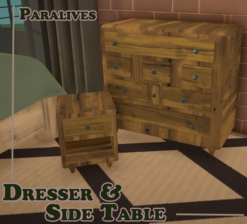 Wood Dresser & Side Table