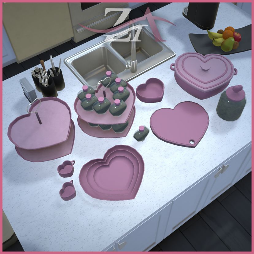 [Zaccaria] Heart Kitchen Clutter Set