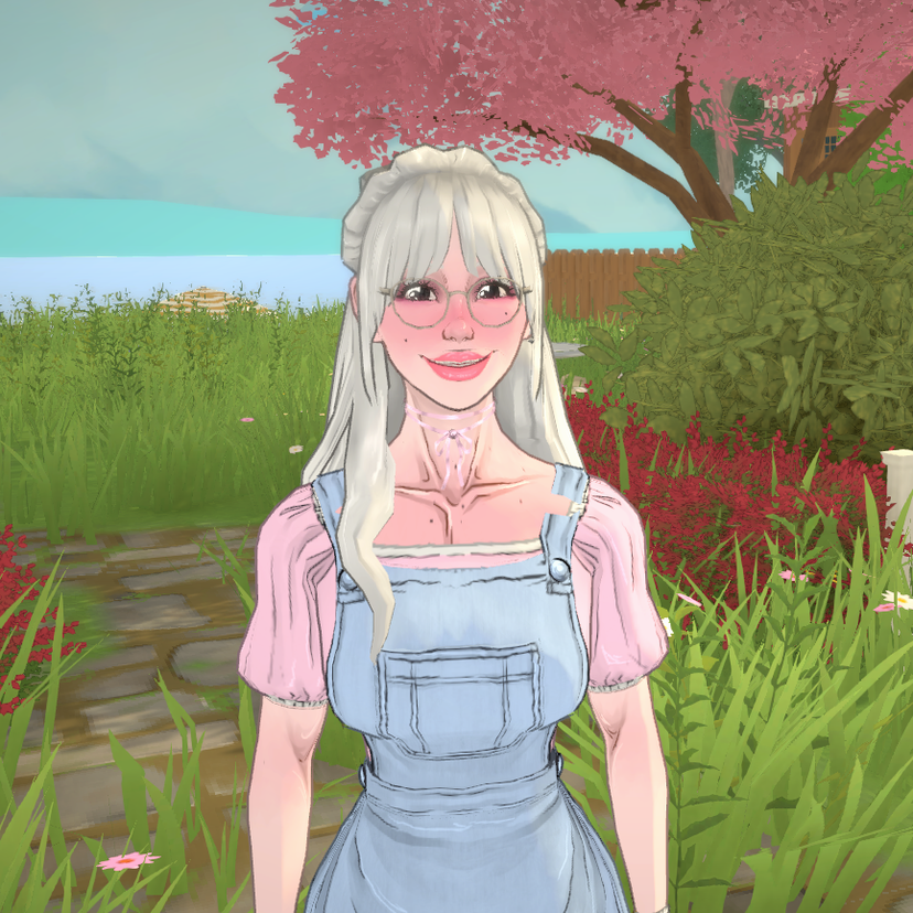 A cute blonde girl with doll-like eyes^^