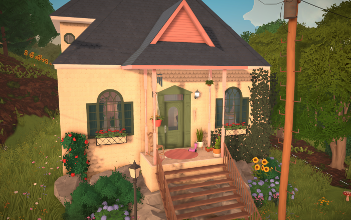 Pink Cottage on rocks