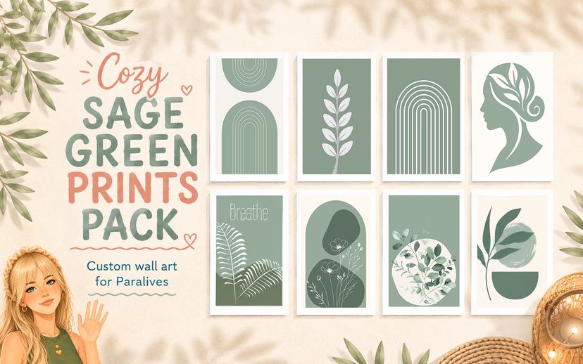 ParalivesEmmy - Cozy Sage Green Prints Pack