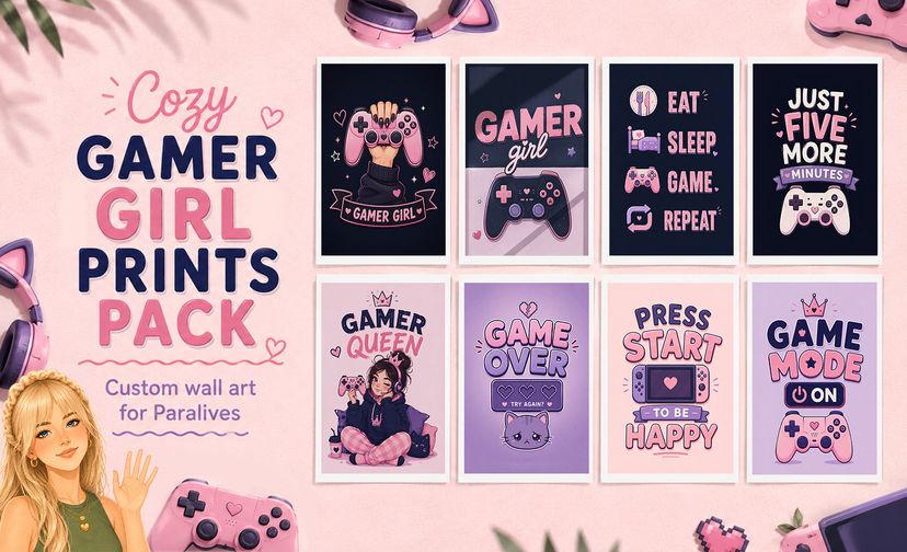 ParalivesEmmy - Cozy Gamer Girl Prints Pack