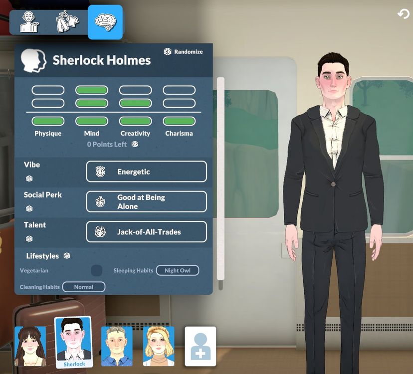 Sherlock Holmes & Company -- Character Bases