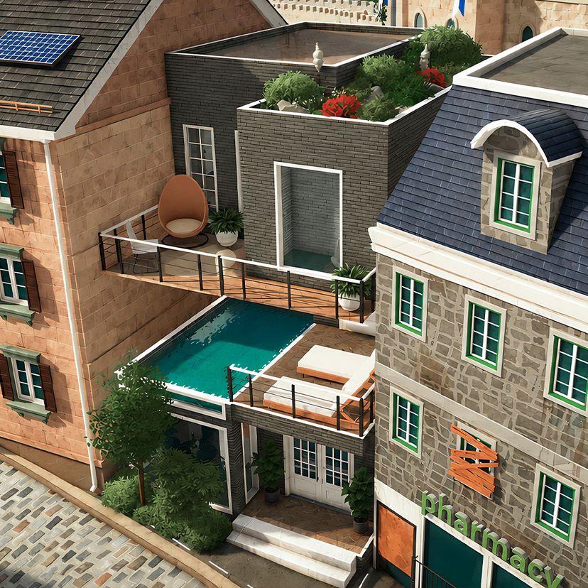 Modern house in the center