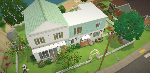 Creamy green seaside cottage