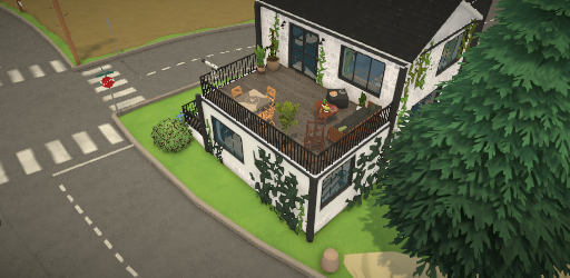Modern home with a lot of greenery.