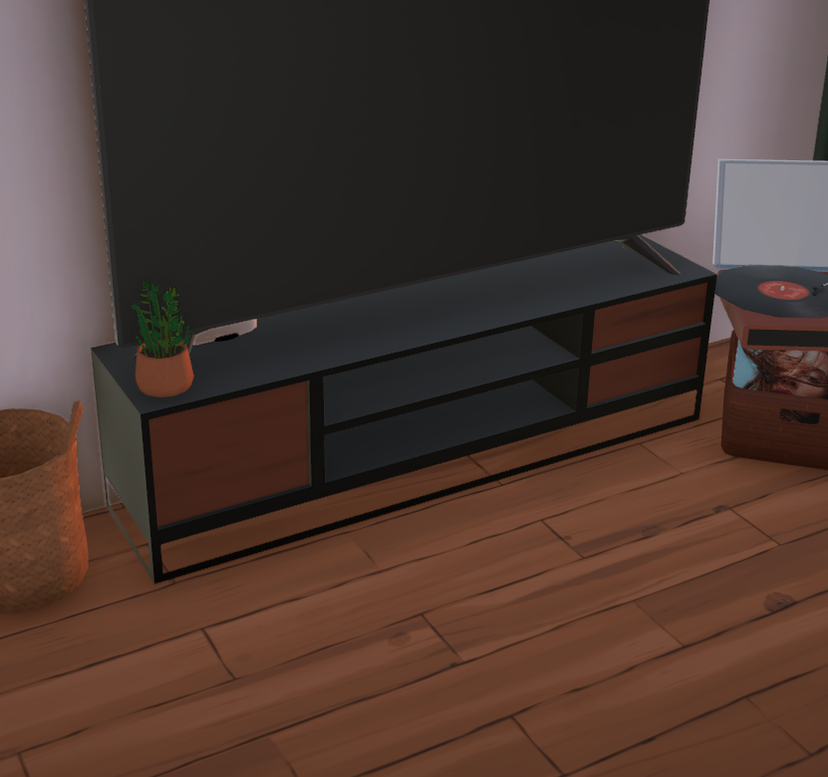 Steel and wood TV stand