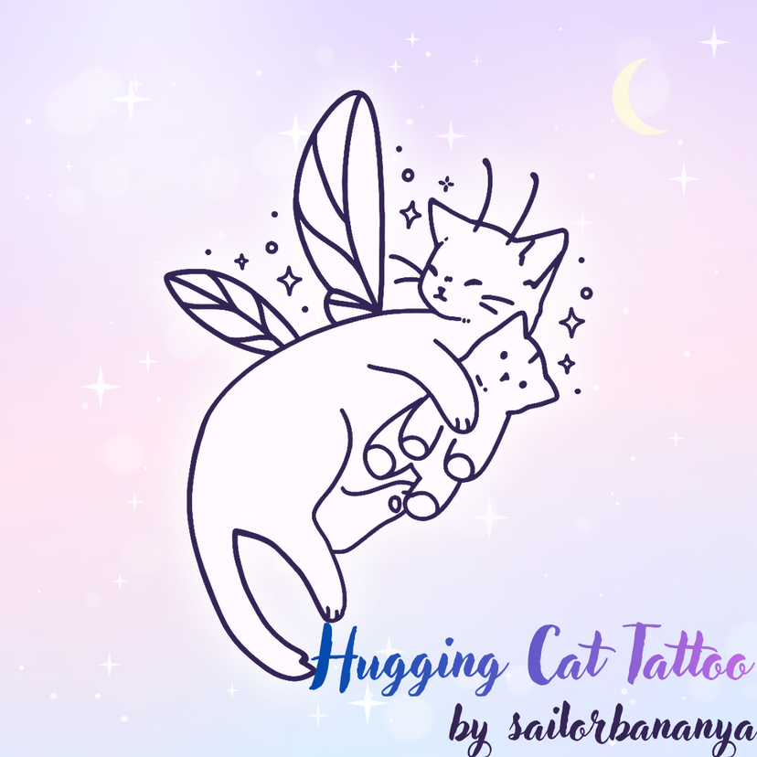 [sailorbananya] Cat Hugging a Plushie Tattoo