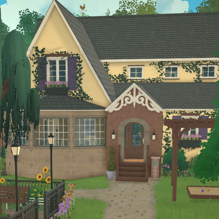 Cute Yellow and purple Cottage