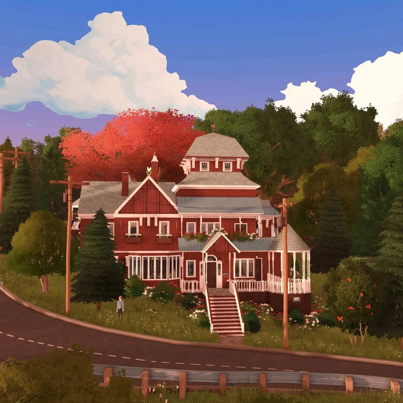 The Red & Blue Manor on the Hill