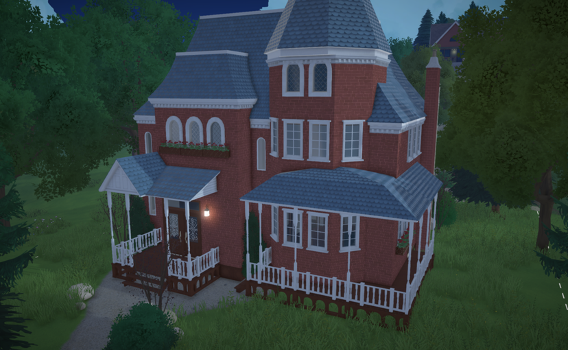 British mansion behind a forest