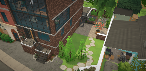 Industrial-style Townhouse with lily pond